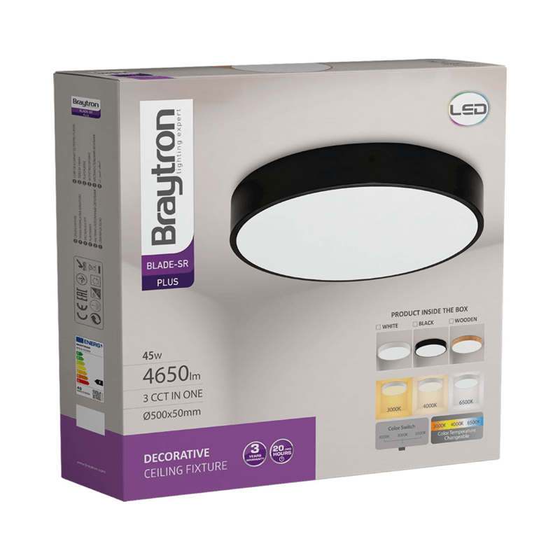 LED Stropné svietidlo BLADE 3u1 45W – Čierne okruhle