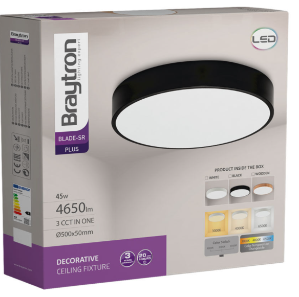 LED Stropné svietidlo BLADE 3u1 45W – Čierne okruhle