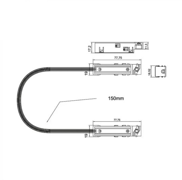 ROHOVÁ SPOJKA v tváre L + Napájací konektor v tvare L (Vstavana)