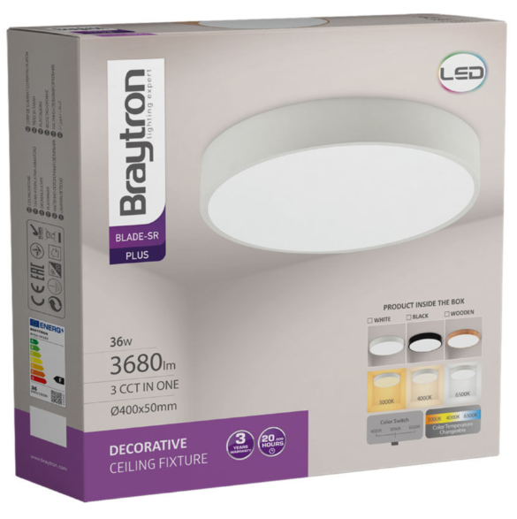 LED Stropné svietidlo BLADE 3u1 36W - Biele okruhle